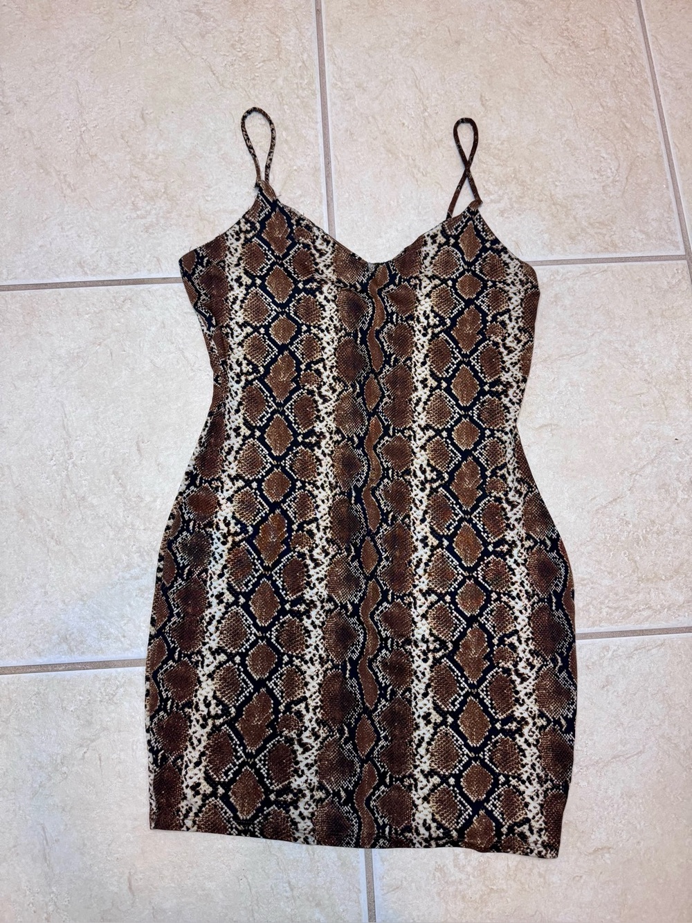 Fashion Nova Brown Snake Print Slip Mini Dress